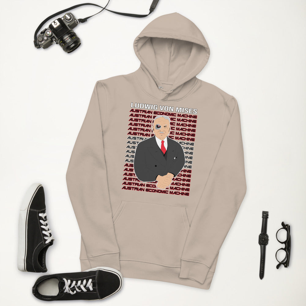 Ludwig von Mises - Austrian Economics Machine Unisex essential eco hoodie - Proud Libertarian - Hunter Wynn Designs