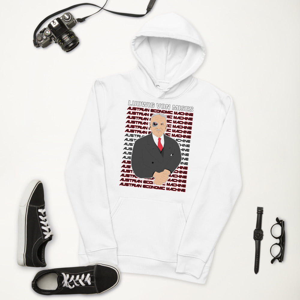 Ludwig von Mises - Austrian Economics Machine Unisex essential eco hoodie - Proud Libertarian - Hunter Wynn Designs