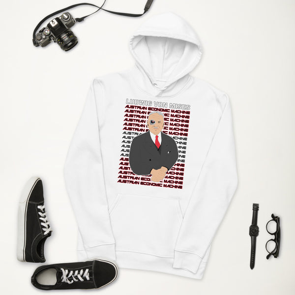 Ludwig von Mises - Austrian Economics Machine Unisex essential eco hoodie - Proud Libertarian - Hunter Wynn Designs