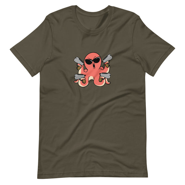 Second Amendment Octopus Cartoon Short Sleeve Unisex T-Shirt - Proud Libertarian - Cartoons of Liberty