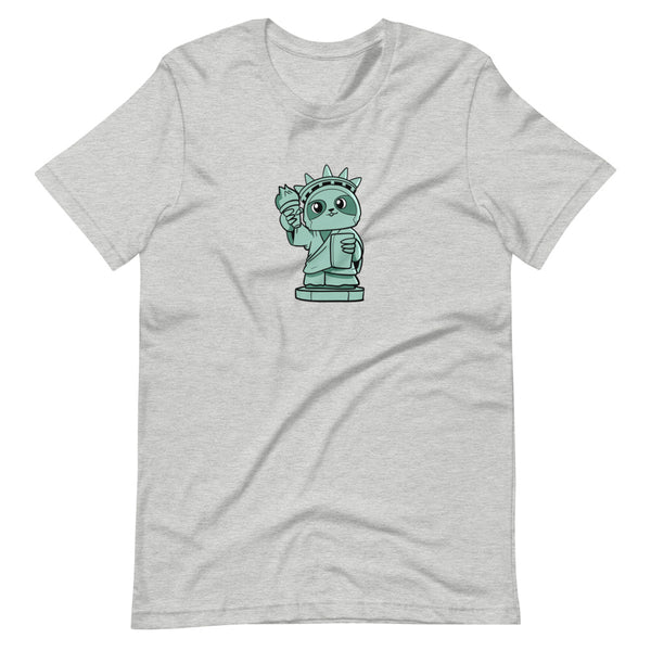 Sloth of Liberty Cartoon Short Sleeve Unisex T-Shirt - Proud Libertarian - Cartoons of Liberty