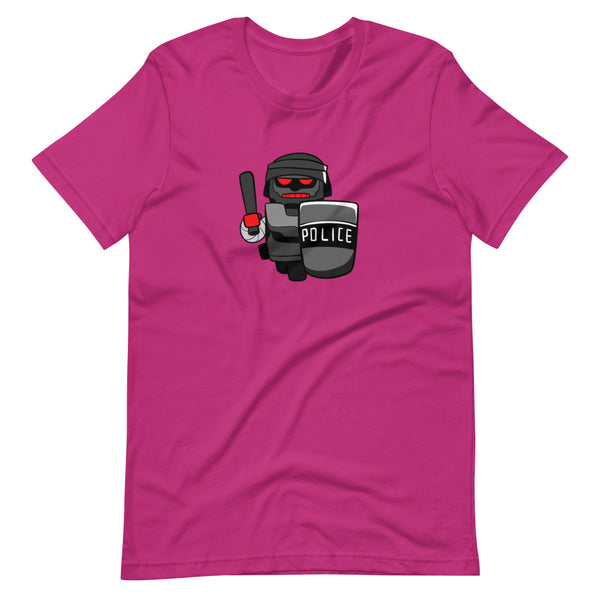 InHuman Police Robot Cartoon Short Sleeve Unisex T-Shirt - Proud Libertarian - Cartoons of Liberty