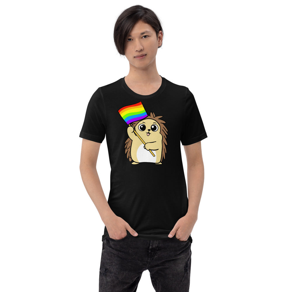 LGBTQ Cartoon Porcupine Short-Sleeve Unisex T-Shirt - Proud Libertarian - Cartoons of Liberty