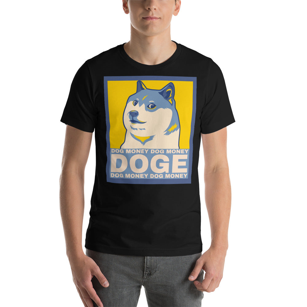 Dog Money Doge Cryptocurrency Short-Sleeve Unisex T-Shirt - Proud Libertarian - Proud Libertarian