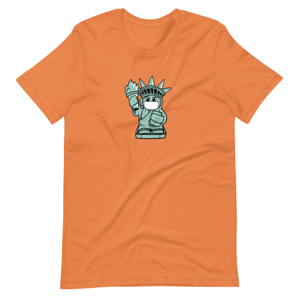 Masked Liberty Cartoon Short Sleeve Unisex T-Shirt - Proud Libertarian - Cartoons of Liberty