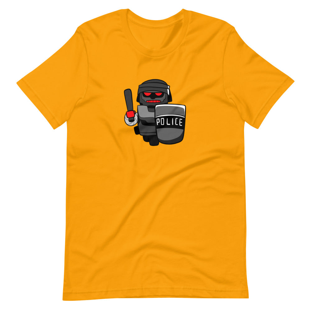 InHuman Police Robot Cartoon Short Sleeve Unisex T-Shirt - Proud Libertarian - Cartoons of Liberty