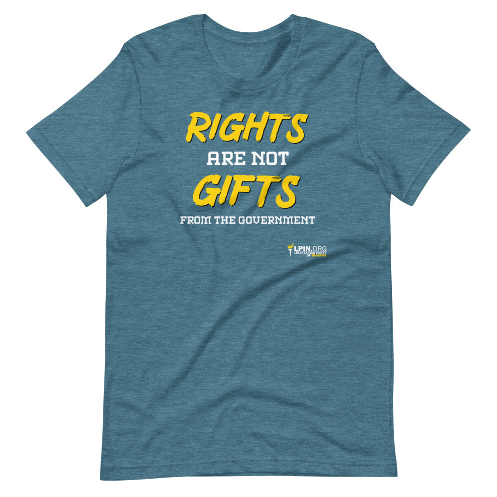 Rights are not Gifts from the Government LP-IN Short-Sleeve Unisex T-Shirt - Proud Libertarian - Libertarian Party of Indiana