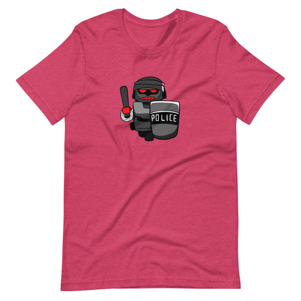 InHuman Police Robot Cartoon Short Sleeve Unisex T-Shirt - Proud Libertarian - Cartoons of Liberty