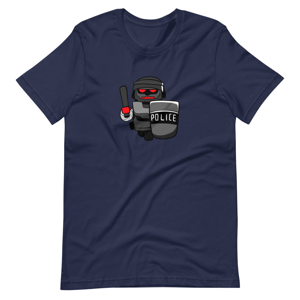 InHuman Police Robot Cartoon Short Sleeve Unisex T-Shirt - Proud Libertarian - Cartoons of Liberty