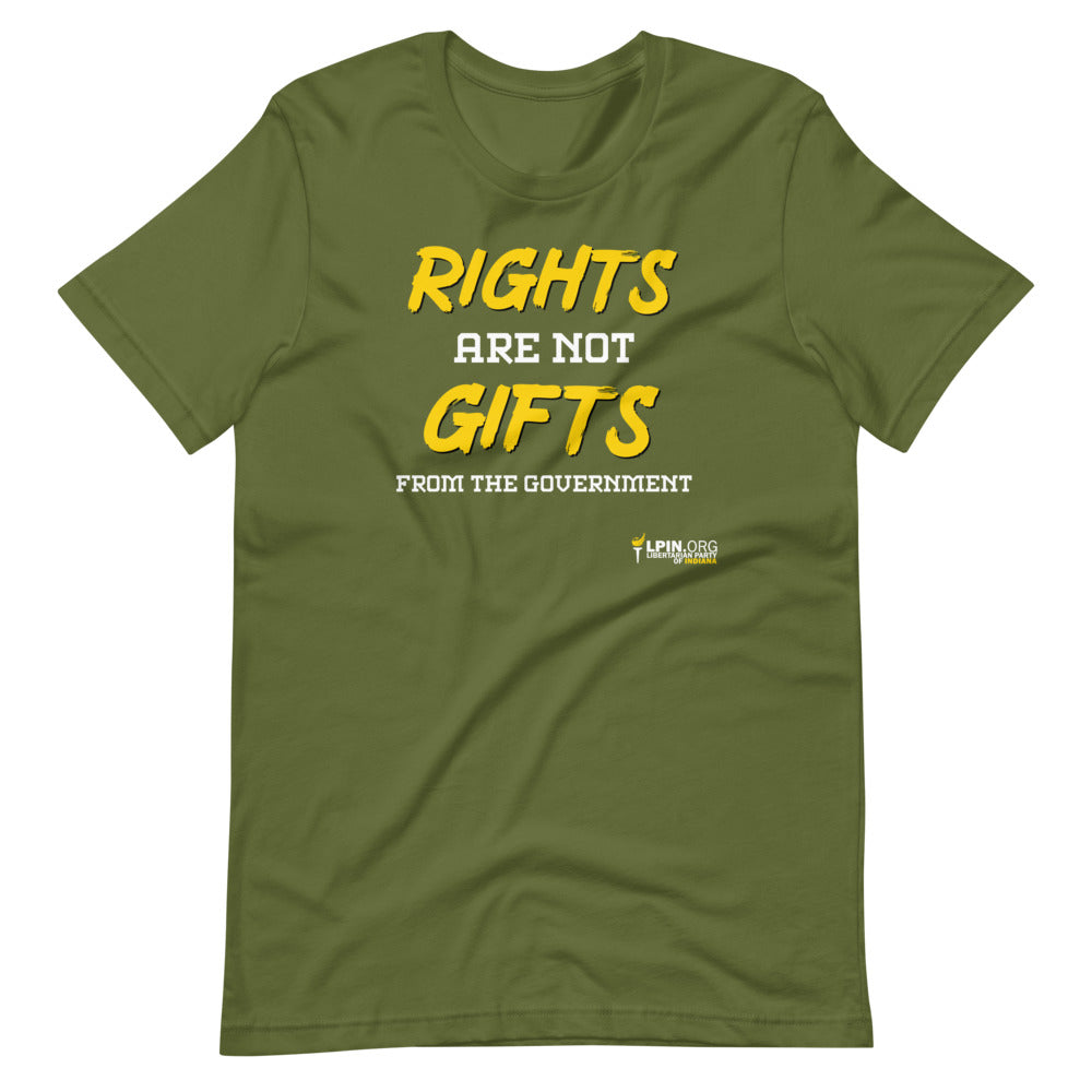 Rights are not Gifts from the Government LP-IN Short-Sleeve Unisex T-Shirt - Proud Libertarian - Libertarian Party of Indiana