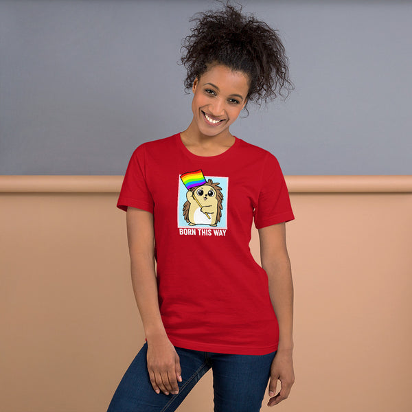 Born This Way LGBT Pride Cartoon Porcupine Short-Sleeve Unisex T-Shirt - Proud Libertarian - Cartoons of Liberty