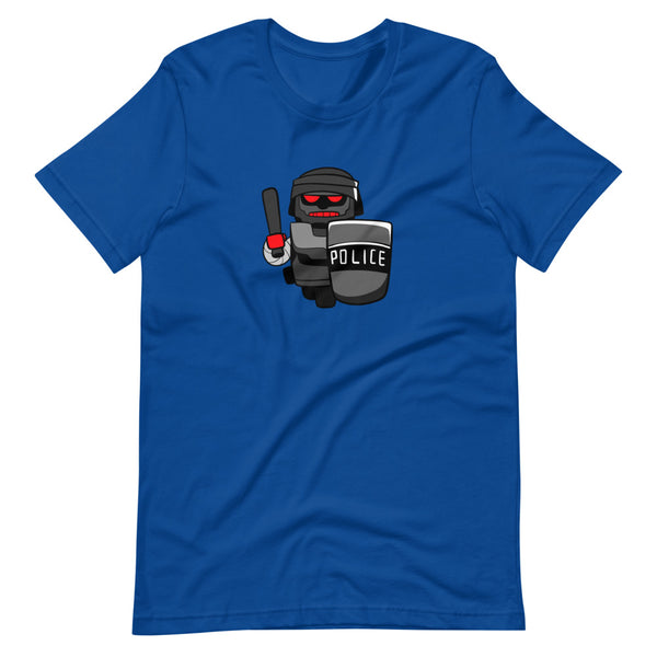 InHuman Police Robot Cartoon Short Sleeve Unisex T-Shirt - Proud Libertarian - Cartoons of Liberty