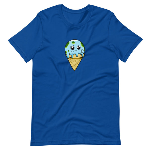 Global Meltdown Cartoon Earth Ice Cream Short Sleeve Unisex T-Shirt - Proud Libertarian - Cartoons of Liberty