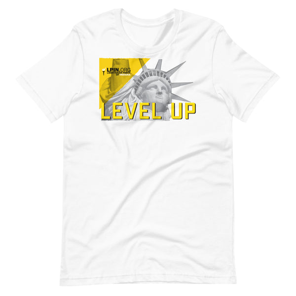 Level Up for Liberty LP Indiana Short-Sleeve Unisex T-Shirt - Proud Libertarian - Libertarian Party of Indiana