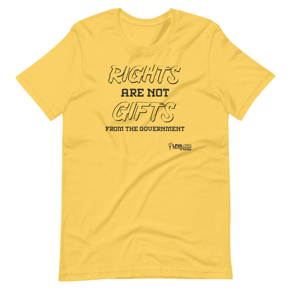 Rights are not Gifts from the Government LP-IN Short-Sleeve Unisex T-Shirt - Proud Libertarian - Libertarian Party of Indiana