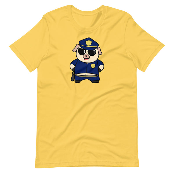 Police Pig Cartoon Short-Sleeve Unisex T-Shirt - Proud Libertarian - Cartoons of Liberty