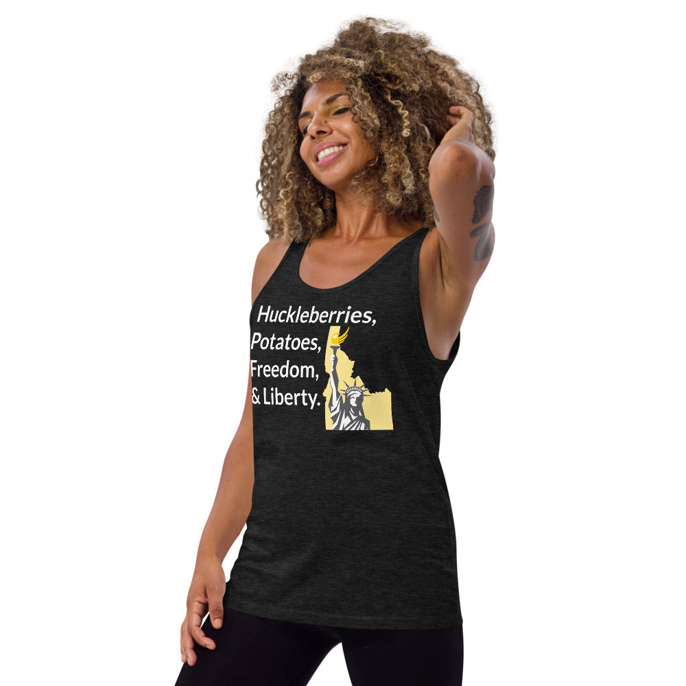 Huckleberries and Potatoes Unisex Tank Top - Proud Libertarian - Libertarian Party of Idaho