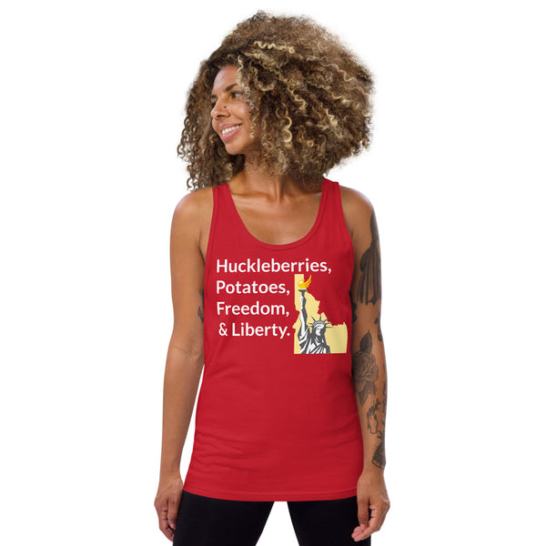 Huckleberries and Potatoes Unisex Tank Top - Proud Libertarian - Libertarian Party of Idaho