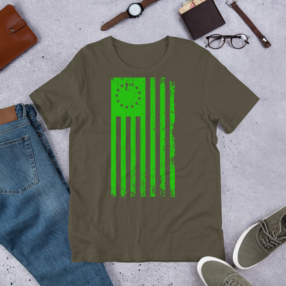 Green 1776 Flag VIntage Short-Sleeve Unisex T-Shirt - Proud Libertarian - Libertarian Frontier