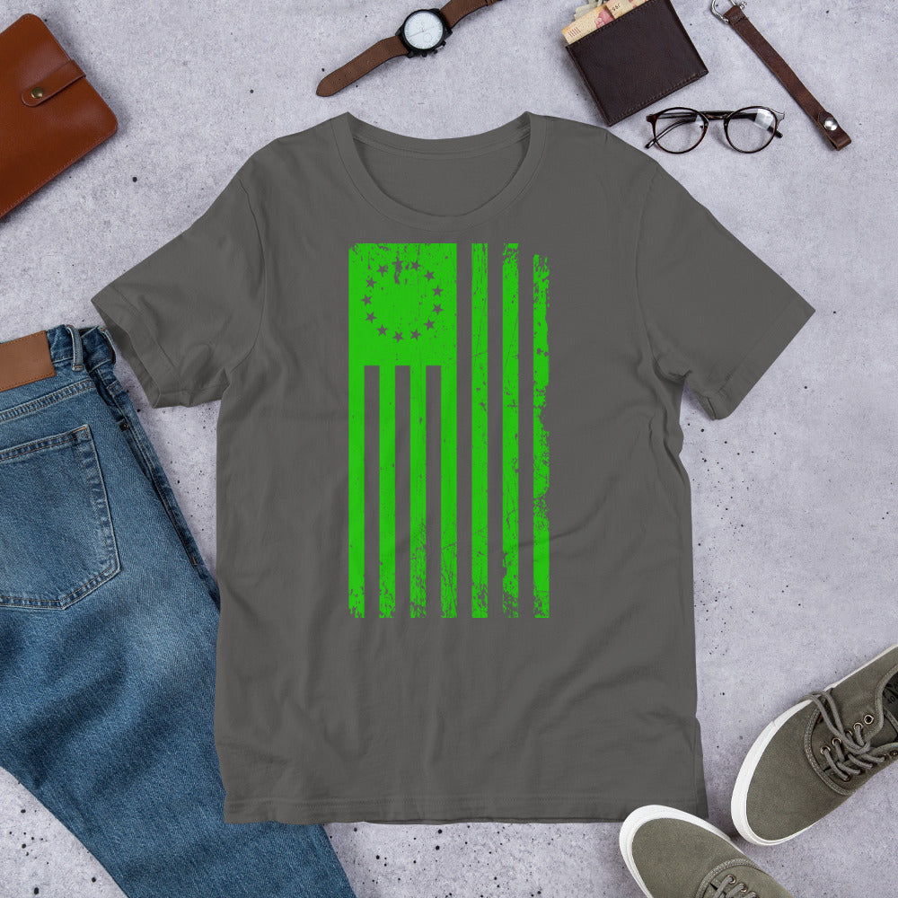 Green 1776 Flag VIntage Short-Sleeve Unisex T-Shirt - Proud Libertarian - Libertarian Frontier