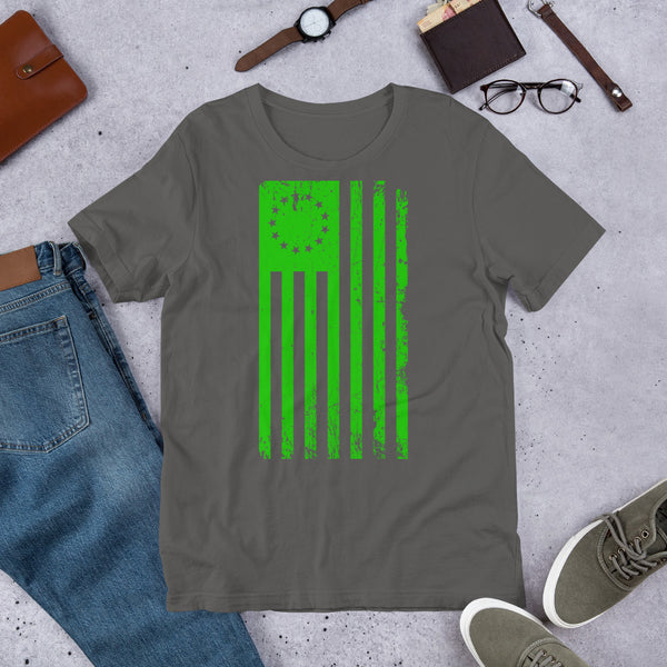 Green 1776 Flag VIntage Short-Sleeve Unisex T-Shirt - Proud Libertarian - Libertarian Frontier