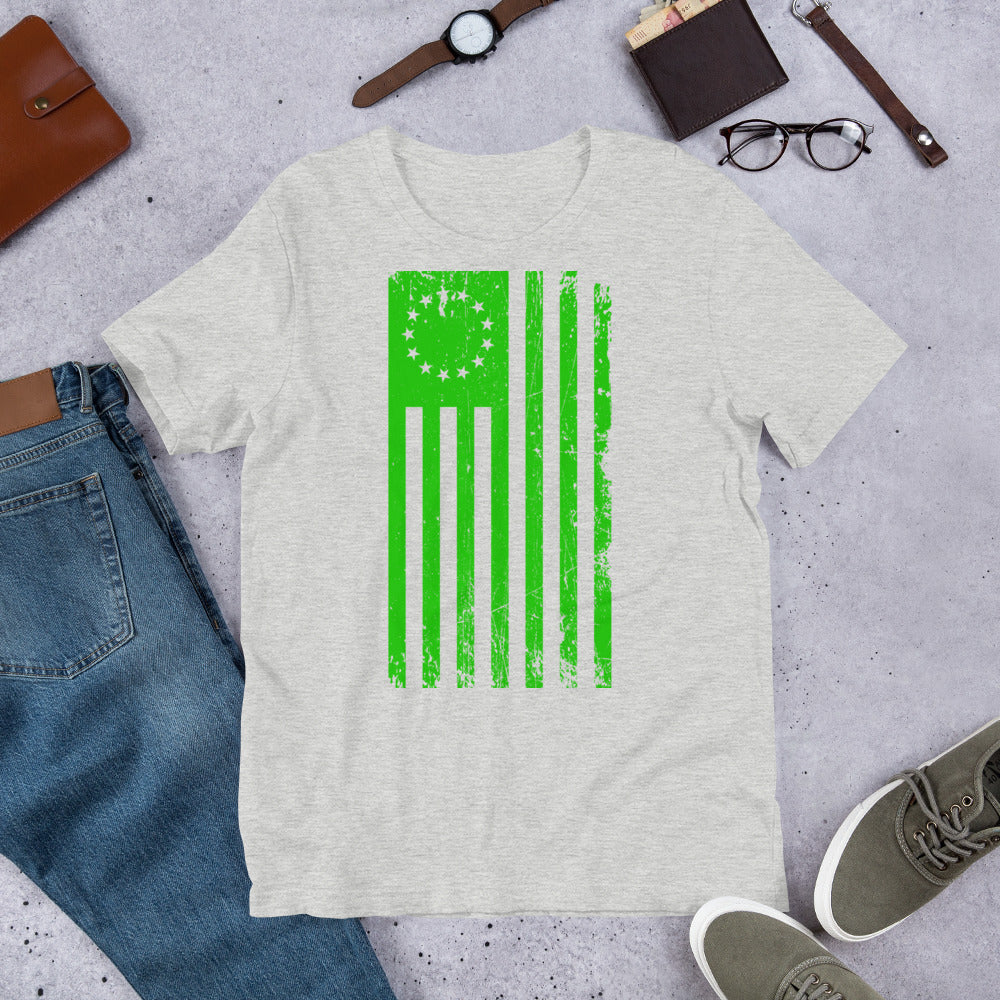 Green 1776 Flag VIntage Short-Sleeve Unisex T-Shirt - Proud Libertarian - Libertarian Frontier