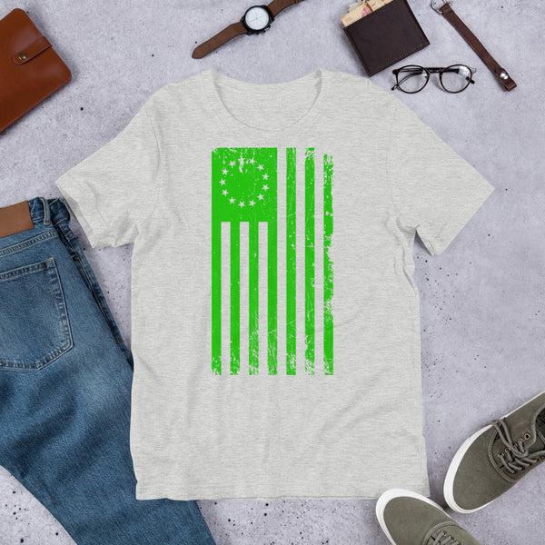 Green 1776 Flag VIntage Short-Sleeve Unisex T-Shirt - Proud Libertarian - Libertarian Frontier