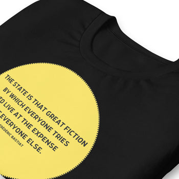 The state is that great fiction - Bastiat Short-Sleeve Unisex T-Shirt - Proud Libertarian - NewStoics