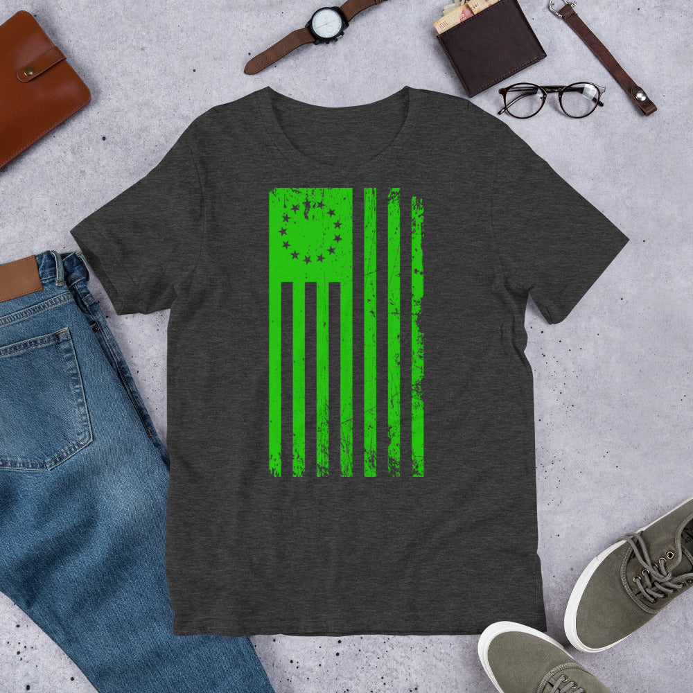 Green 1776 Flag VIntage Short-Sleeve Unisex T-Shirt - Proud Libertarian - Libertarian Frontier
