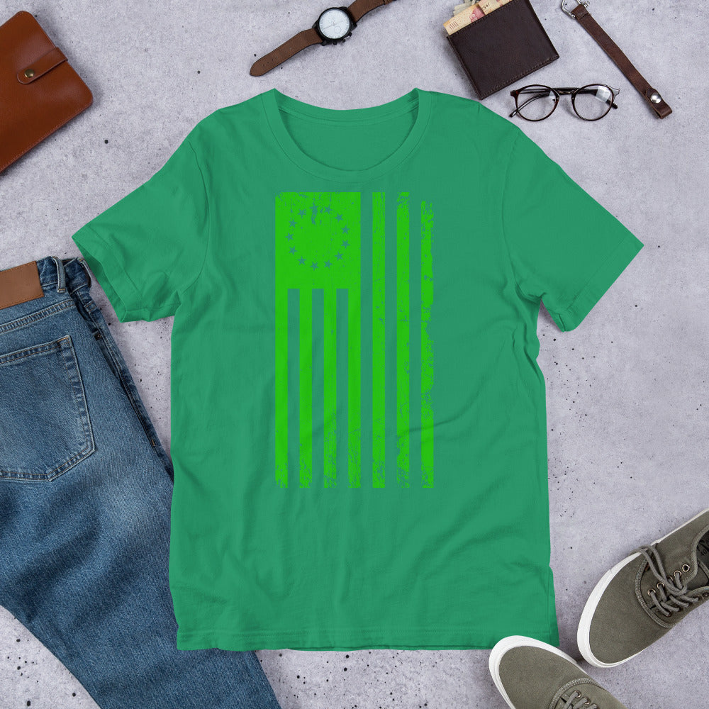 Green 1776 Flag VIntage Short-Sleeve Unisex T-Shirt - Proud Libertarian - Libertarian Frontier