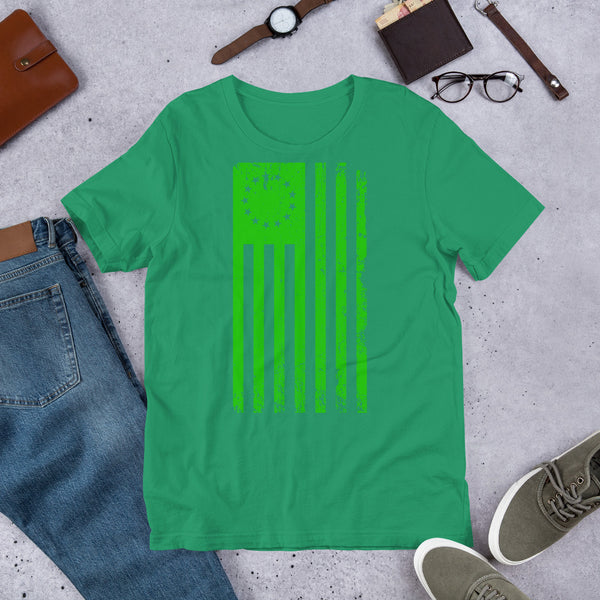Green 1776 Flag VIntage Short-Sleeve Unisex T-Shirt - Proud Libertarian - Libertarian Frontier