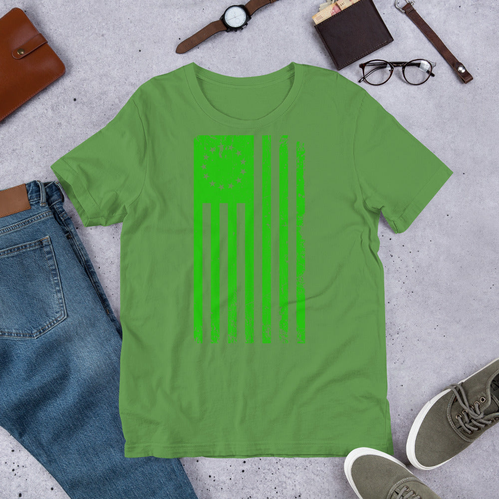 Green 1776 Flag VIntage Short-Sleeve Unisex T-Shirt - Proud Libertarian - Libertarian Frontier