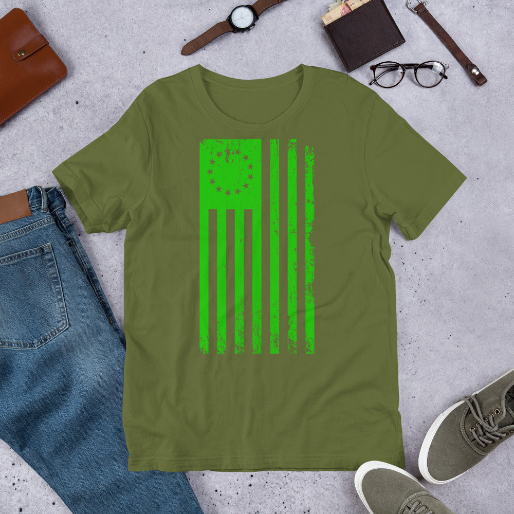 Green 1776 Flag VIntage Short-Sleeve Unisex T-Shirt - Proud Libertarian - Libertarian Frontier