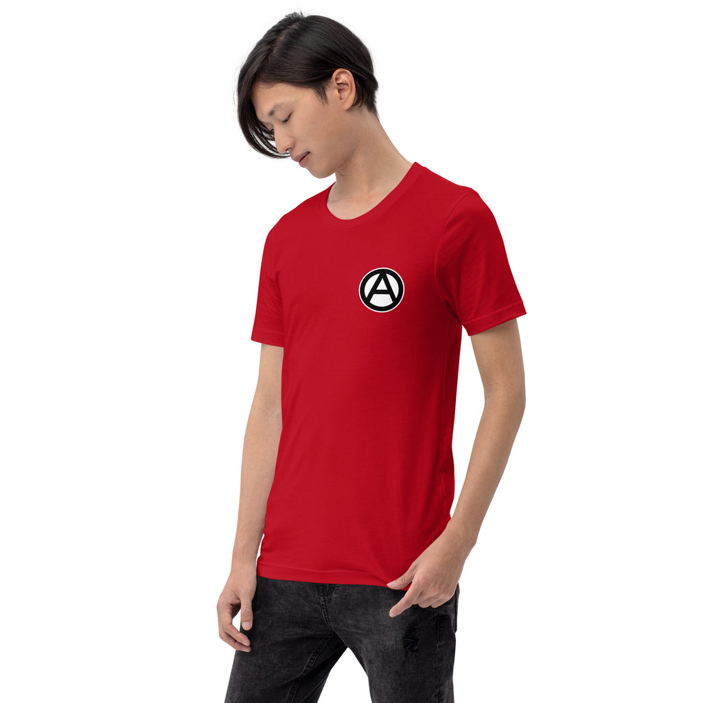 Anarchist Symbol Round Chest-Print Unisex t-shirt - Proud Libertarian - NewStoics