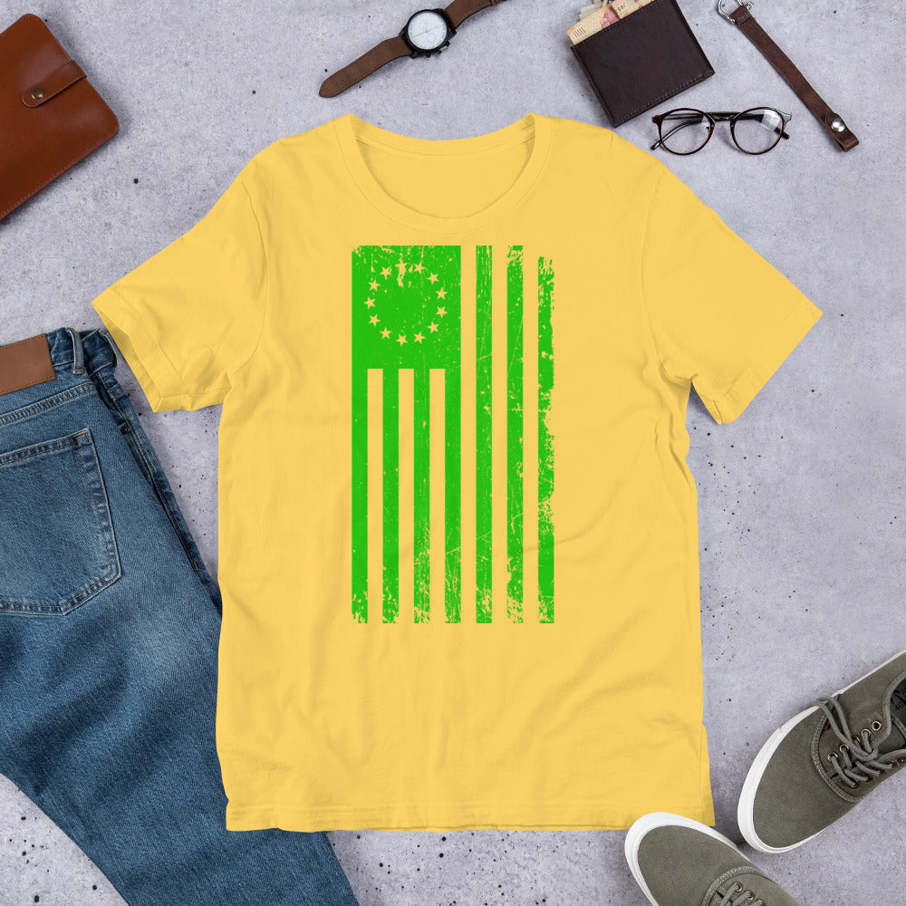 Green 1776 Flag VIntage Short-Sleeve Unisex T-Shirt - Proud Libertarian - Libertarian Frontier