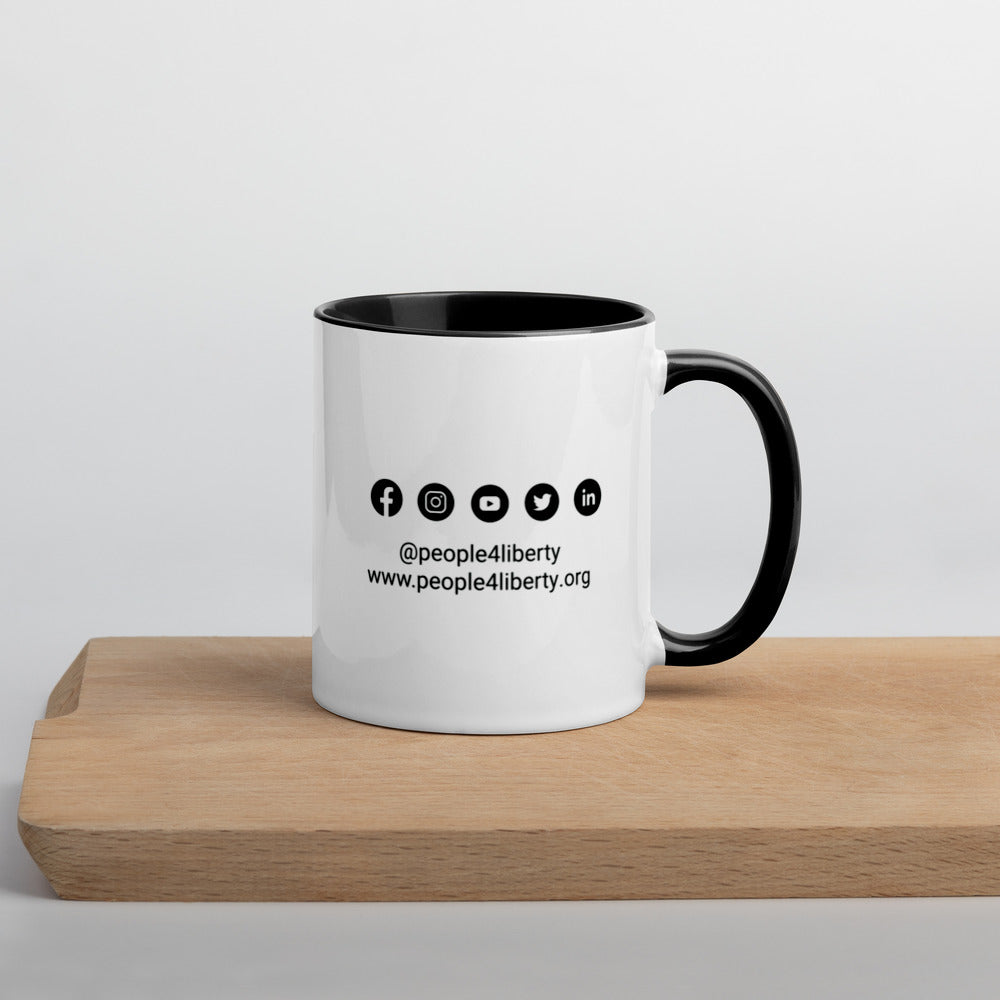 Defund Politicians (Red and Blue) Mug with Color Inside - Proud Libertarian - People for Liberty