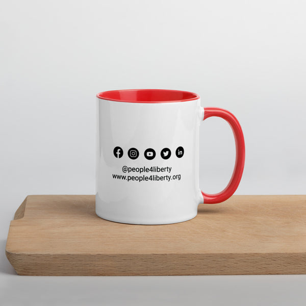 Defund Politicians (Red and Blue) Mug with Color Inside - Proud Libertarian - People for Liberty