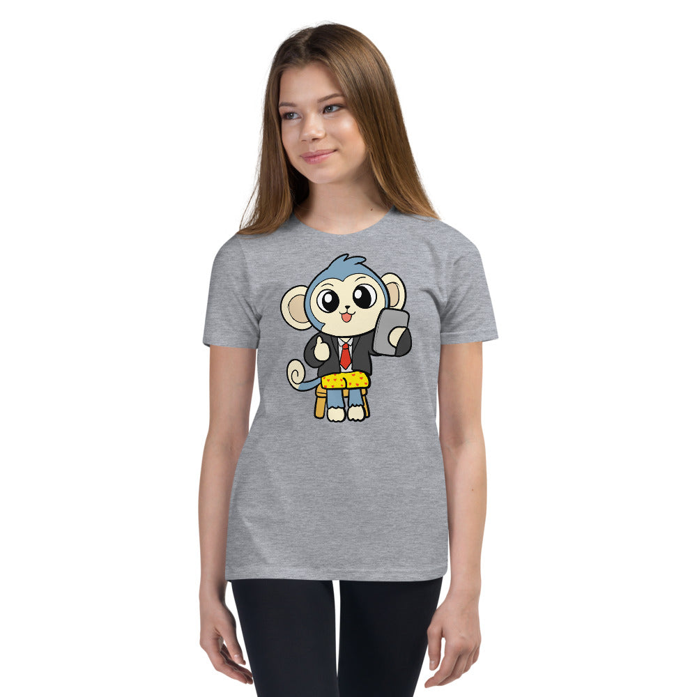 Liberty at Home (schooling) Cartoon Monkey Youth Short Sleeve T-Shirt - Proud Libertarian - Cartoons of Liberty